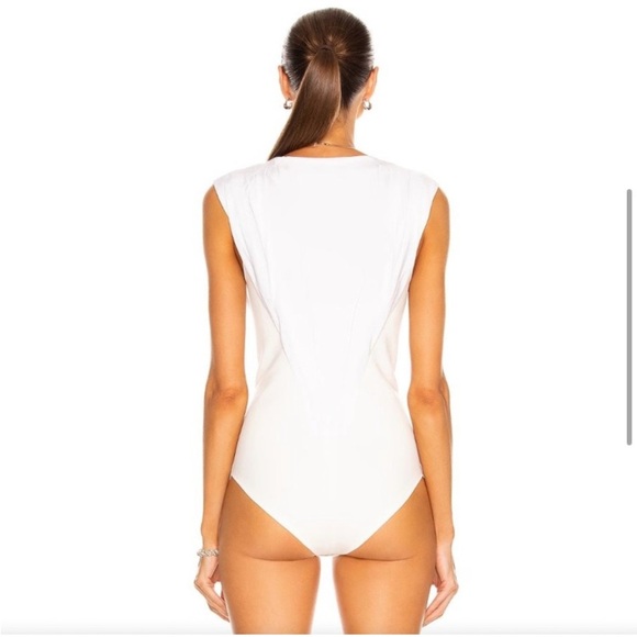 NWT RtA Jovenna V-Neck Pleated Bodysuit in White XXSmall - Picture 3 of 8